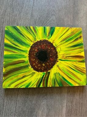 Handpainted Yellow & Green Sunflower Canvas - Unknown Brand
